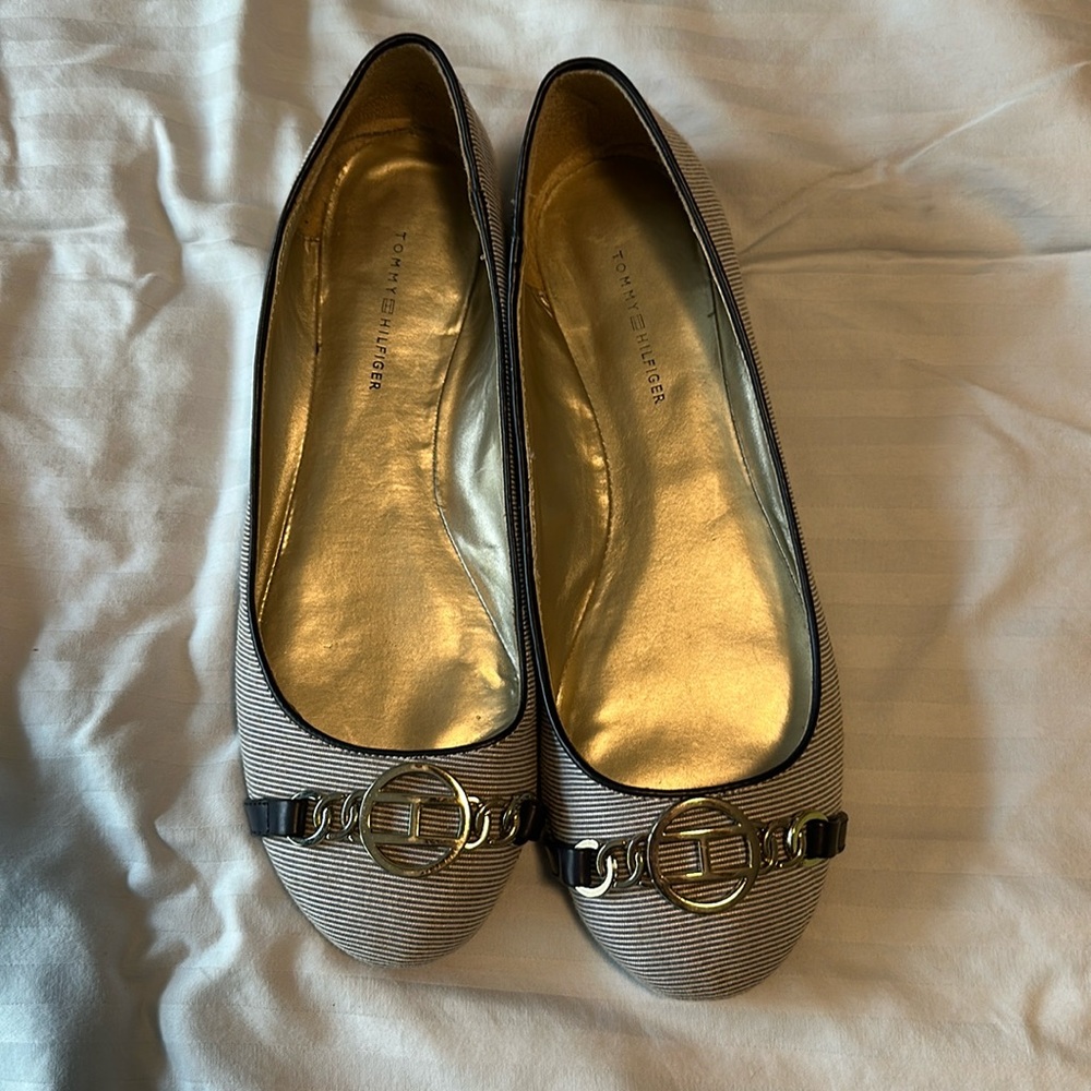 Tommy Hilfiger Navy Stripe Ballet Flats